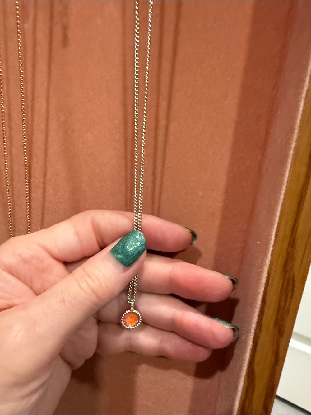 Touchstone Crystal Silver Necklace with Orange Pendant